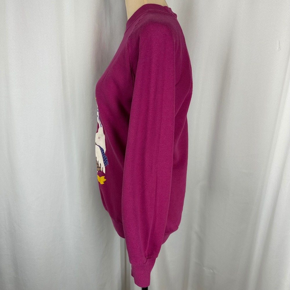 Vintage 80s Jerzees Goose Sweatshirt M 38-40 Pink Cottagecore USA Made READ - Picture 4 of 10